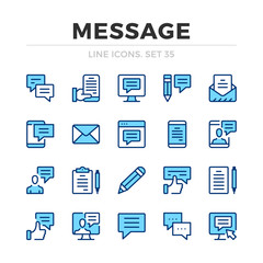Message vector line icons set. Thin line design. Modern outline graphic elements, simple stroke symbols. Message icons