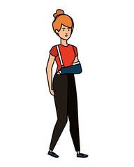 woman with plastered arm