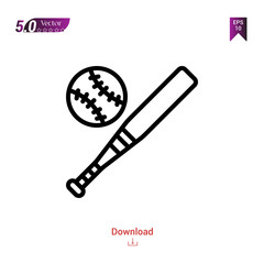 Outline baseball icon isolated on white background. Best modern. Graphic design, mobile application, beauty, user interface. Editable stroke. EPS10 format vector illustration