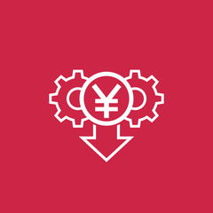cost reduction icon with yuan