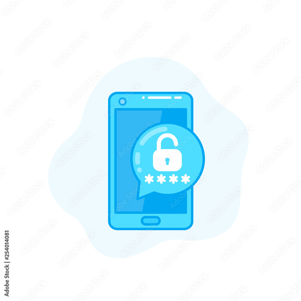 Poster unlock with password, mobile authentication vector icon