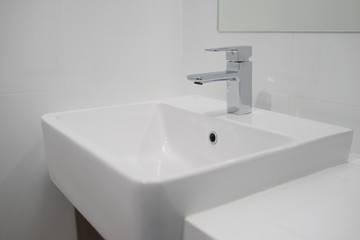 Bathroom white sink and basin