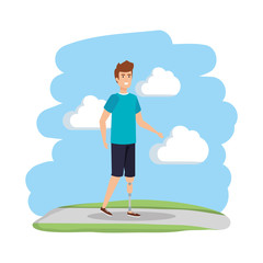 man with foot prosthesis character