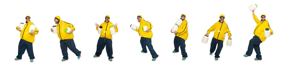 Overweight man isolated on the white