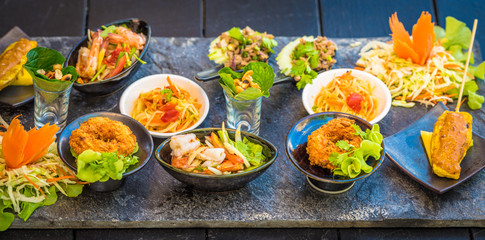 Thai food on table, amazing tasty food