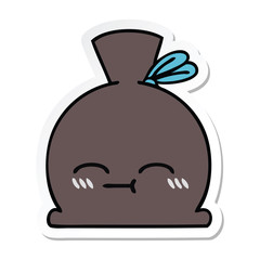 sticker of a cute cartoon sack