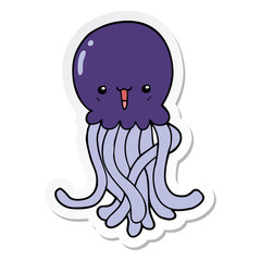 sticker of a cartoon jellyfish