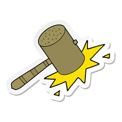 sticker of a cartoon banging gavel