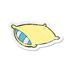 retro distressed sticker of a cartoon pillow