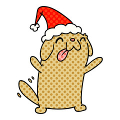 christmas cartoon of kawaii dog
