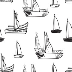 seamless pattern of sailboats in the sea
