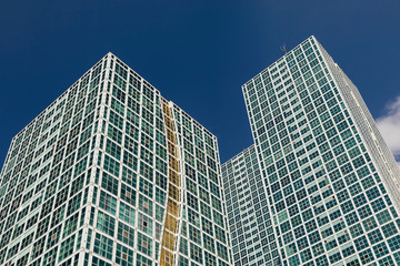 Dynamic snapshot images of modern high-rise buildings in downtown Astana, Kazakhstan