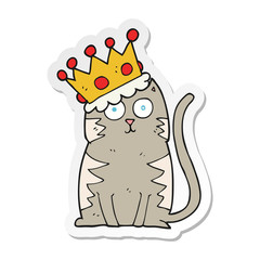 sticker of a cartoon cat with crown