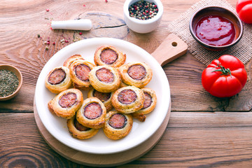 Sausages in French pastry.