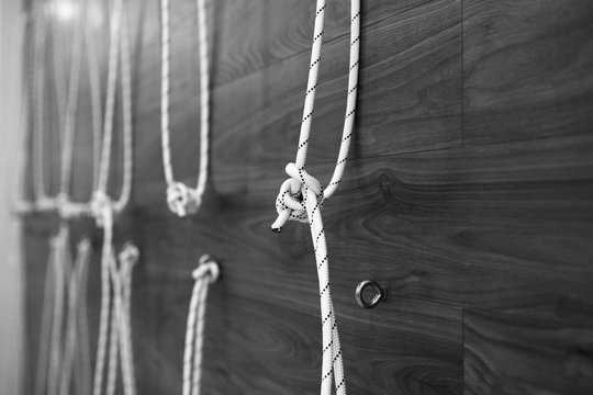 ropes for stretching and physical training. Kurunta yoga class