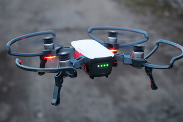 Drone in flight, new technology in the aero photo shooting.