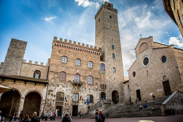 San Gimignano. Streets and towers of San Gimignano, small medieval town in Tuscany, Italy