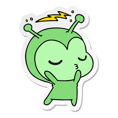sticker cartoon of a cute kawaii alien
