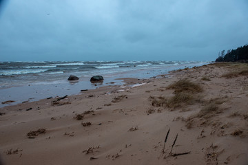 empty sandy beach by the sea