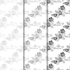 Valentine's Day seamless pattern flower and butterfly