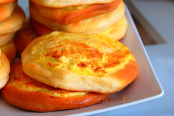Shangi - bakery products from dough. Close-up. Background.