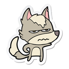 sticker of a cartoon annoyed wolf