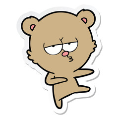 sticker of a bored bear cartoon dancing