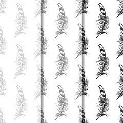 feather seamless pattern hand drawn sketch