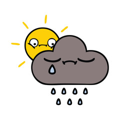 cute cartoon storm cloud and sun