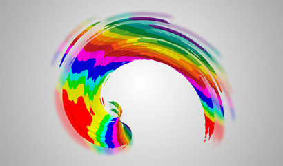 3d rendering. Watercolor paint in the form of brush strokes. Multicolored oil blot on a light background.