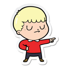 sticker of a cartoon grumpy boy