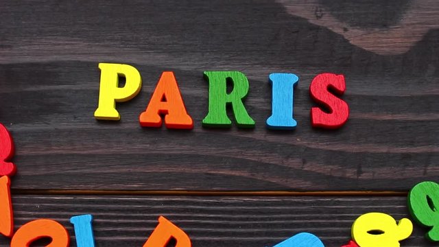 The word Paris with colored letters