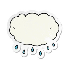 distressed sticker of a cartoon rain cloud