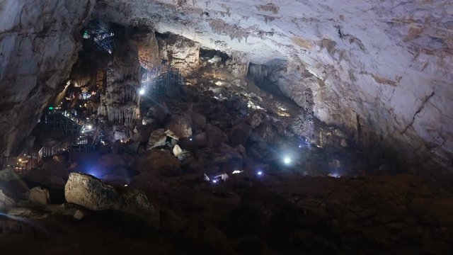 Ancient rock formations - stalactites and stalagmites at Paradise Cave in Phong Nha-Ke Bang National Park, a UNESCO World Heritage Site in Central Vietnam.
