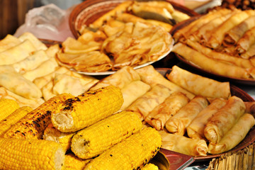 Baked pancakes with various fillings