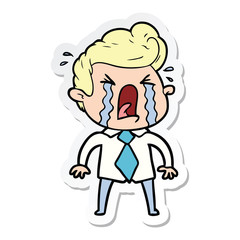 Obraz premium sticker of a cartoon crying man