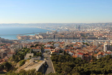 Fototapeta na wymiar View of the old port of Marseille, France