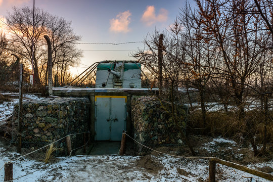 Hel penisula (Poland) in winter time.  Cannon station