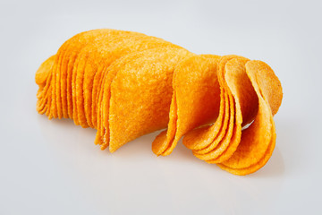 potato chips isolated on white background