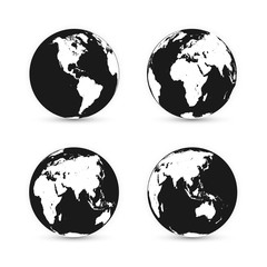 Earth globe. World map set. Planet with continents. Vector Illustration