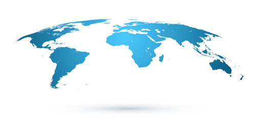 Fototapeta premium World Map Isolated on White Background in Blue Color. Vector Illustration