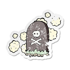 retro distressed sticker of a cartoon grave
