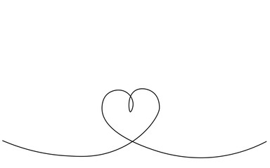 Heart one line drawing, vector illustration