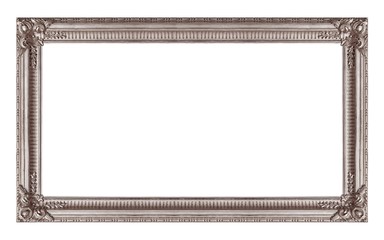 Panoramic silver frame for paintings, mirrors or photo isolated on white background