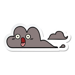sticker of a cute cartoon storm cloud