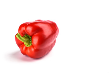 Red bell pepper isolated on white background.