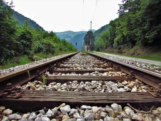 Fototapeta na wymiar railway in mountains