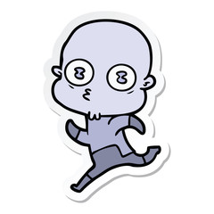 Fototapeta premium sticker of a cartoon weird bald spaceman