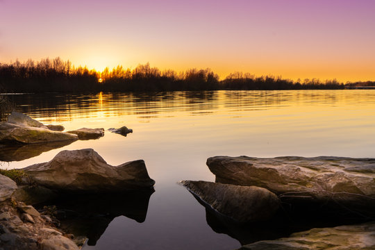 Sunset over lake Lippesee