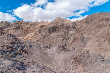 Mountains of Eilat, Israel. View of rocks and clouds.
